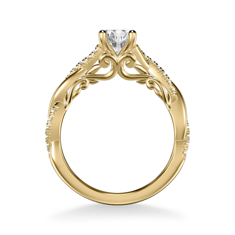 Artcarved Bridal Mounted with CZ Center Contemporary Lyric Engagement Ring Tilda 18K Yellow Gold
