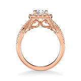 Artcarved Bridal Mounted with CZ Center Contemporary Lyric Halo Engagement Ring Shelby 14K Rose Gold