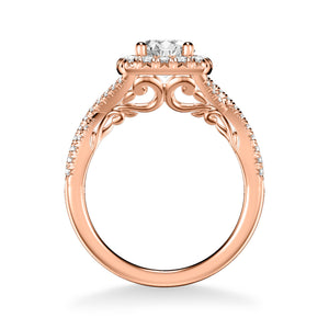 Artcarved Bridal Mounted with CZ Center Contemporary Lyric Halo Engagement Ring Shelby 14K Rose Gold