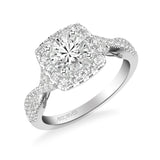 Artcarved Bridal Mounted with CZ Center Contemporary Lyric Halo Engagement Ring Shelby 14K White Gold