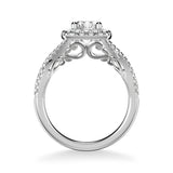 Artcarved Bridal Mounted with CZ Center Contemporary Lyric Halo Engagement Ring Shelby 14K White Gold