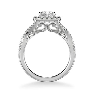 Artcarved Bridal Mounted with CZ Center Contemporary Lyric Halo Engagement Ring Shelby 14K White Gold