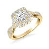 Artcarved Bridal Semi-Mounted with Side Stones Contemporary Lyric Halo Engagement Ring Shelby 14K Yellow Gold