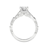 Artcarved Bridal Mounted with CZ Center Contemporary Lyric Engagement Ring 14K White Gold