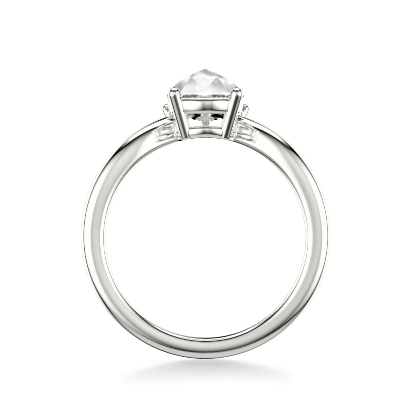 Artcarved Bridal Mounted Mined Live Center Contemporary Diamond Engagement Ring 14K White Gold