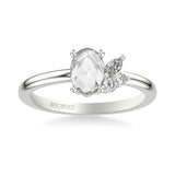 Artcarved Bridal Mounted Mined Live Center Contemporary Diamond Engagement Ring 14K White Gold