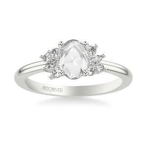 Artcarved Bridal Mounted Mined Live Center Contemporary Diamond Engagement Ring 14K White Gold