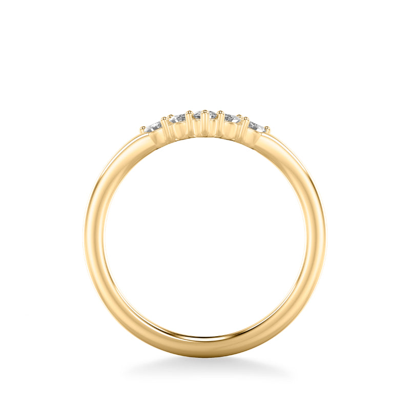 Artcarved Bridal Mounted with Side Stones Contemporary Diamond Wedding Band 14K Yellow Gold