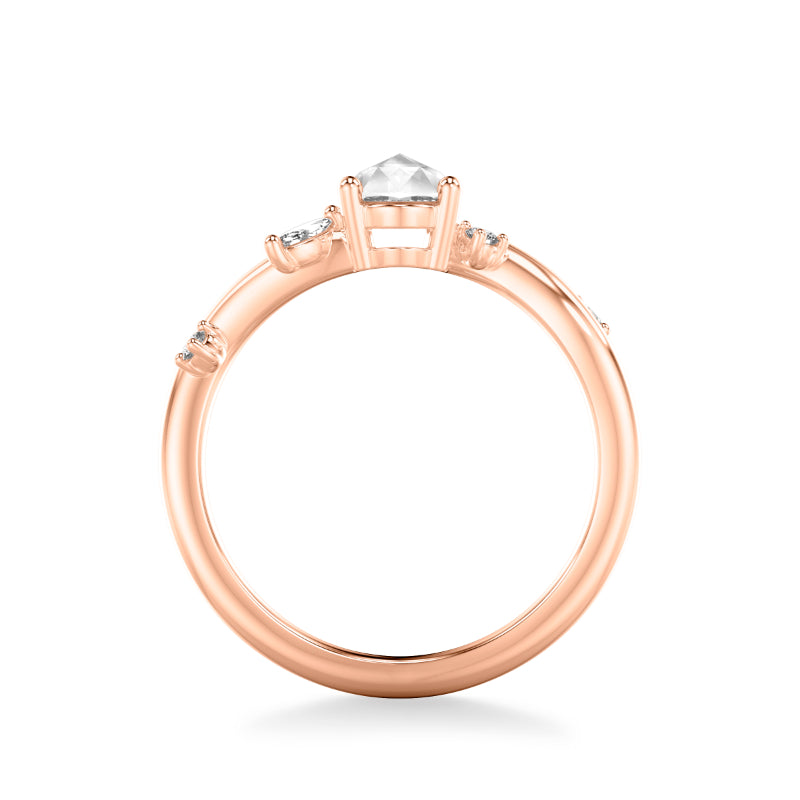 Artcarved Bridal Mounted Mined Live Center Contemporary Diamond Engagement Ring 14K Rose Gold