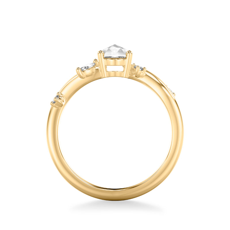 Artcarved Bridal Mounted Mined Live Center Contemporary Diamond Engagement Ring 14K Yellow Gold