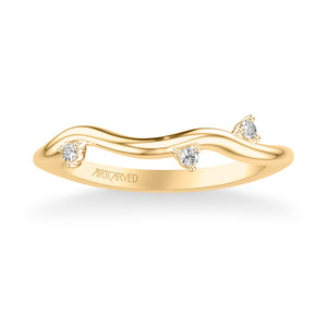 Artcarved Bridal Mounted with Side Stones Contemporary Diamond Wedding Band 14K Yellow Gold