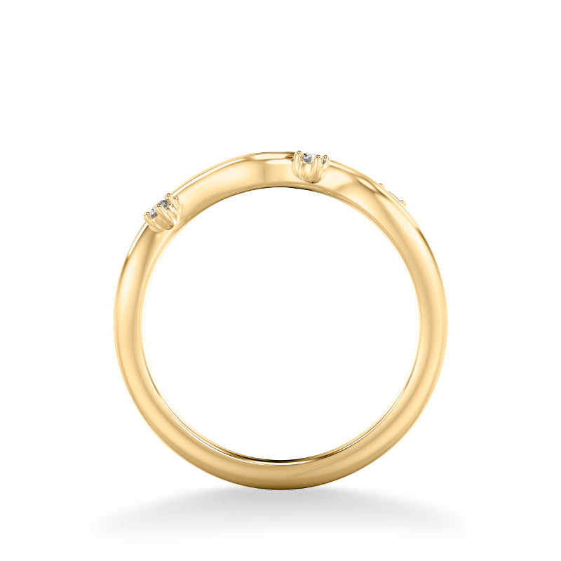 Artcarved Bridal Mounted with Side Stones Contemporary Diamond Wedding Band 14K Yellow Gold