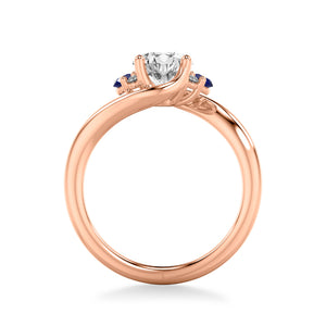 Artcarved Bridal Semi-Mounted with Side Stones Contemporary Engagement Ring 18K Rose Gold & Blue Sapphire