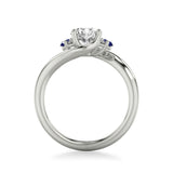 Artcarved Bridal Semi-Mounted with Side Stones Contemporary Engagement Ring 18K White Gold & Blue Sapphire