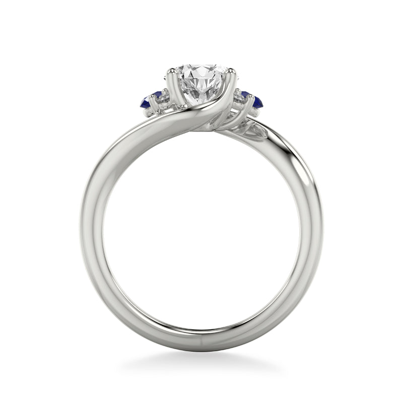 Artcarved Bridal Semi-Mounted with Side Stones Contemporary Engagement Ring 18K White Gold & Blue Sapphire