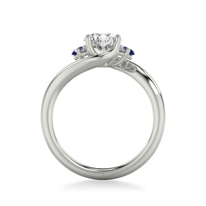Artcarved Bridal Semi-Mounted with Side Stones Contemporary Engagement Ring 18K White Gold & Blue Sapphire