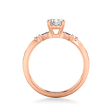 Artcarved Bridal Mounted with CZ Center Contemporary Engagement Ring 18K Rose Gold & Blue Sapphire