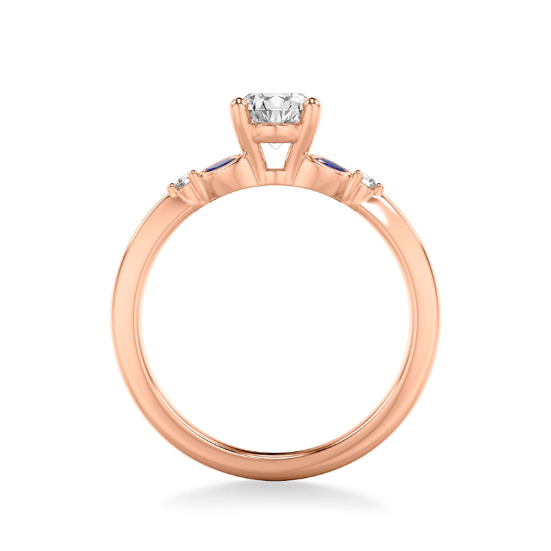 Artcarved Bridal Mounted with CZ Center Contemporary Engagement Ring 14K Rose Gold & Blue Sapphire
