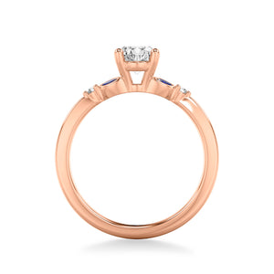 Artcarved Bridal Mounted with CZ Center Contemporary Engagement Ring 14K Rose Gold & Blue Sapphire