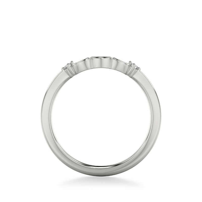 Artcarved Bridal Mounted with Side Stones Contemporary Gemstone Wedding Band 14K White Gold & Blue Sapphire