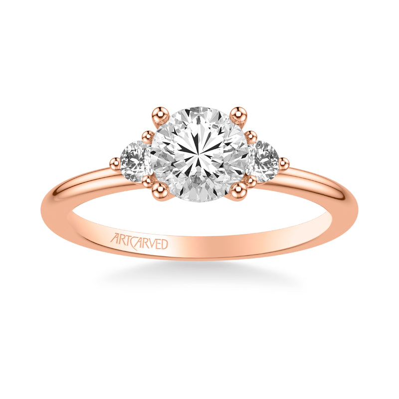 Artcarved Bridal Mounted with CZ Center Classic Engagement Ring 18K Rose Gold