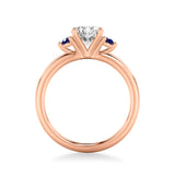 Artcarved Bridal Mounted with CZ Center Classic Engagement Ring 14K Rose Gold & Blue Sapphire