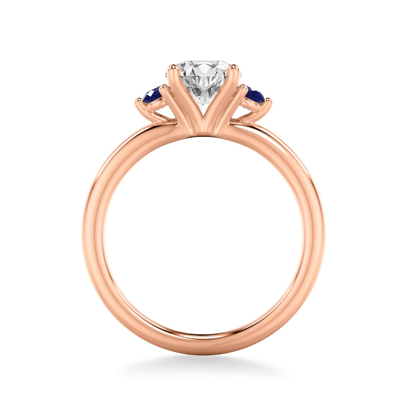 Artcarved Bridal Mounted with CZ Center Classic Engagement Ring 14K Rose Gold & Blue Sapphire