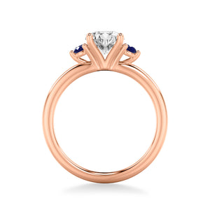 Artcarved Bridal Mounted with CZ Center Classic Engagement Ring 14K Rose Gold & Blue Sapphire