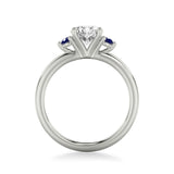 Artcarved Bridal Mounted with CZ Center Classic Engagement Ring 18K White Gold & Blue Sapphire