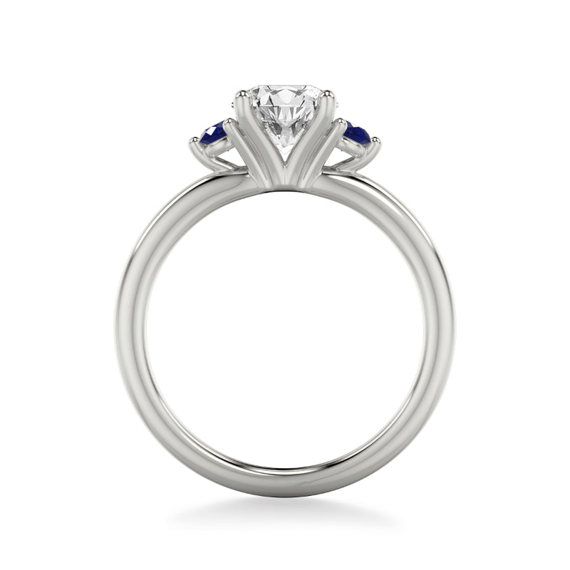 Artcarved Bridal Mounted with CZ Center Classic Engagement Ring 18K White Gold & Blue Sapphire