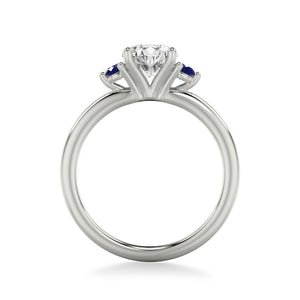 Artcarved Bridal Mounted with CZ Center Classic Engagement Ring 18K White Gold & Blue Sapphire