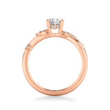 Artcarved Bridal Mounted with CZ Center Contemporary Engagement Ring 18K Rose Gold & Blue Sapphire