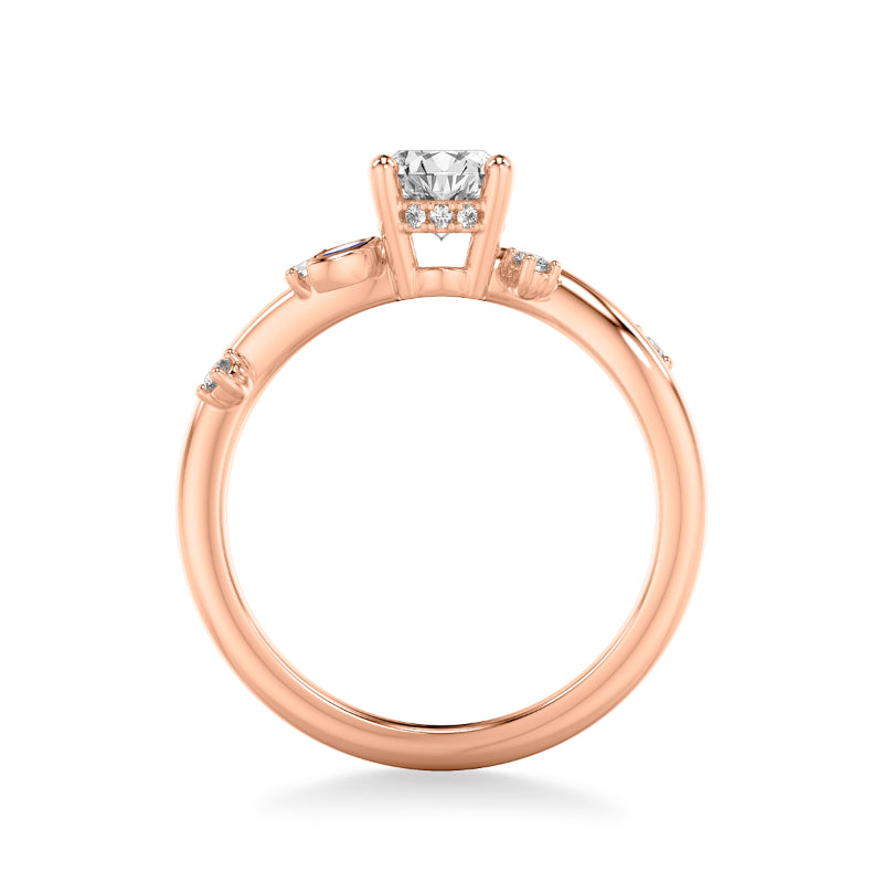 Artcarved Bridal Mounted with CZ Center Contemporary Engagement Ring 18K Rose Gold & Blue Sapphire