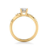 Artcarved Bridal Mounted with CZ Center Contemporary Engagement Ring 18K Yellow Gold & Blue Sapphire
