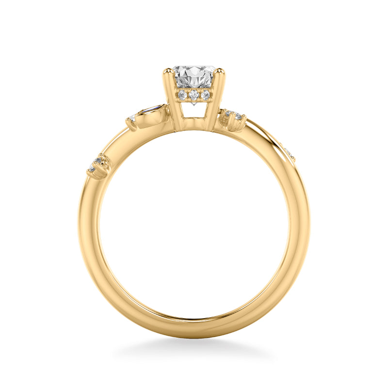 Artcarved Bridal Mounted with CZ Center Contemporary Engagement Ring 18K Yellow Gold & Blue Sapphire