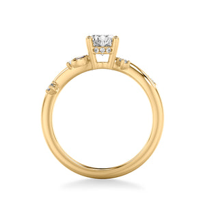 Artcarved Bridal Mounted with CZ Center Contemporary Engagement Ring 18K Yellow Gold & Blue Sapphire