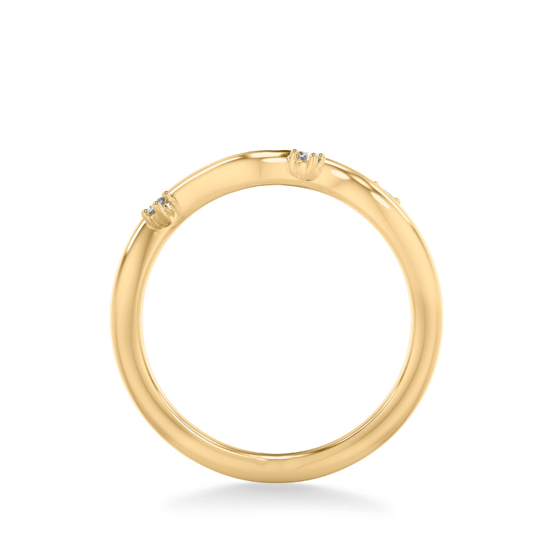 Artcarved Bridal Mounted with Side Stones Contemporary Diamond Wedding Band 18K Yellow Gold