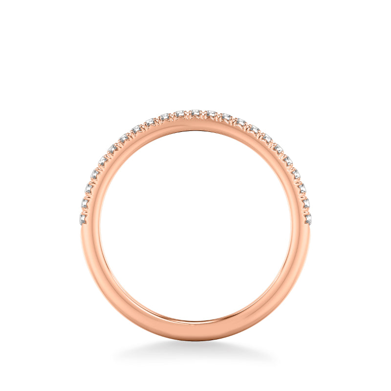 Artcarved Bridal Mounted with Side Stones Contemporary Diamond Wedding Band 18K Rose Gold