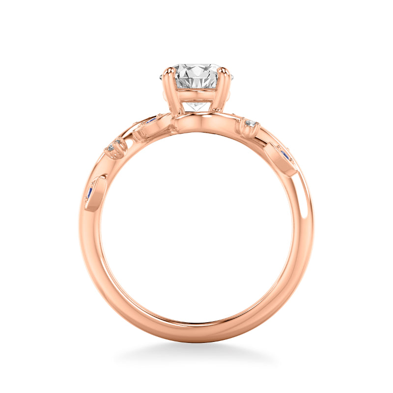 Artcarved Bridal Mounted with CZ Center Contemporary Engagement Ring 18K Rose Gold & Blue Sapphire