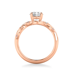 Artcarved Bridal Mounted with CZ Center Contemporary Engagement Ring 18K Rose Gold & Blue Sapphire