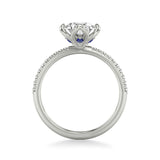 Artcarved Bridal Mounted with CZ Center Contemporary Engagement Ring 18K White Gold & Blue Sapphire