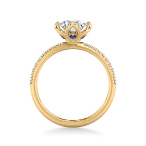 Artcarved Bridal Mounted with CZ Center Contemporary Engagement Ring 14K Yellow Gold & Blue Sapphire