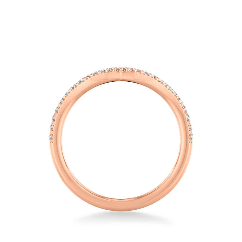 Artcarved Bridal Mounted with Side Stones Classic Diamond Wedding Band 14K Rose Gold