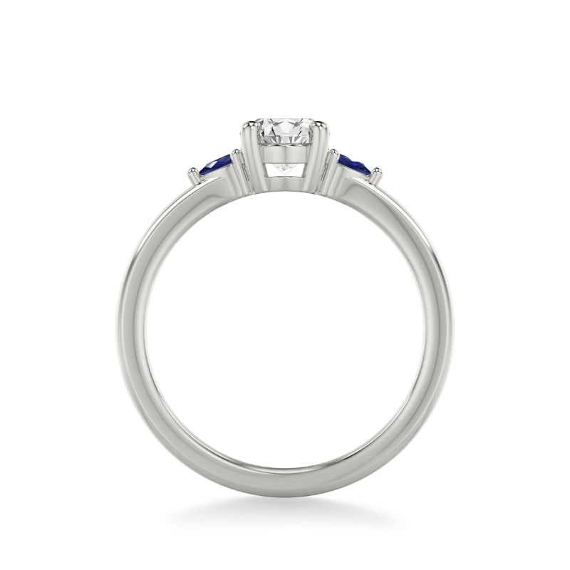 Artcarved Bridal Mounted with CZ Center Classic Gemstone Engagement Ring 18K White Gold & Blue Sapphire