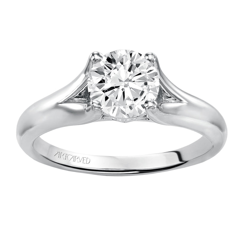 Artcarved Bridal Mounted with CZ Center Classic Engagement Ring Tally 14K White Gold