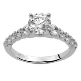 Artcarved Bridal Mounted with CZ Center Contemporary Engagement Ring Adie 14K White Gold