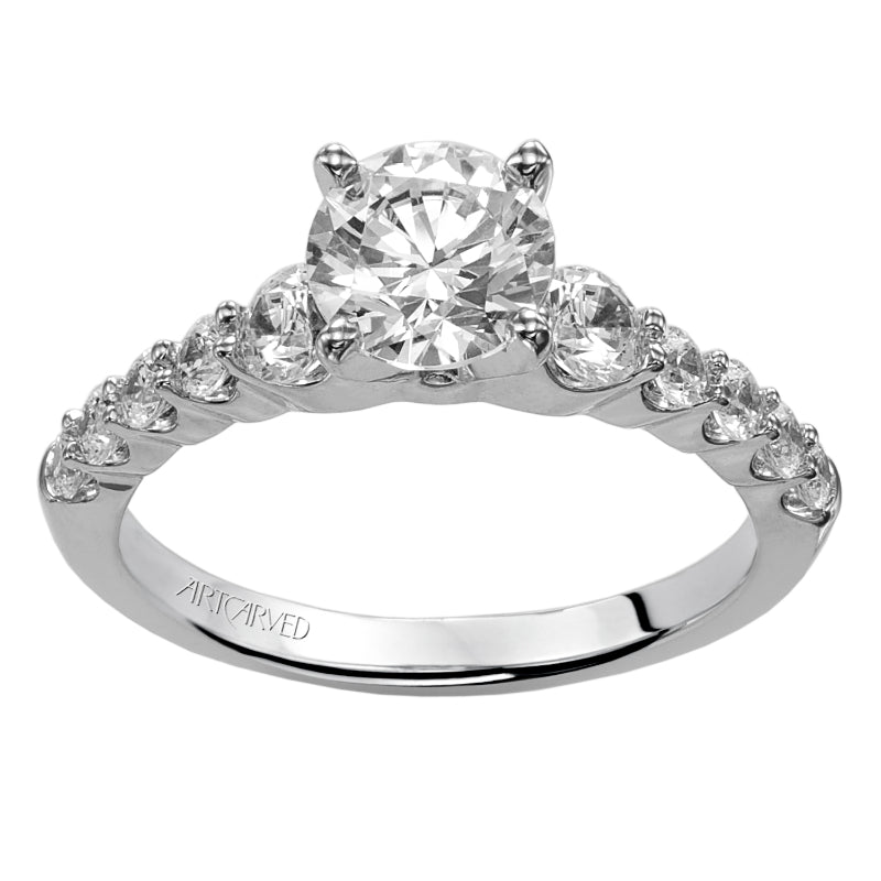 Artcarved Bridal Mounted with CZ Center Contemporary Engagement Ring Adie 14K White Gold