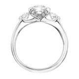 Artcarved Bridal Mounted with CZ Center Contemporary 3-Stone Engagement Ring Adriana 14K White Gold