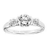 Artcarved Bridal Mounted with CZ Center Contemporary 3-Stone Engagement Ring Adriana 14K White Gold