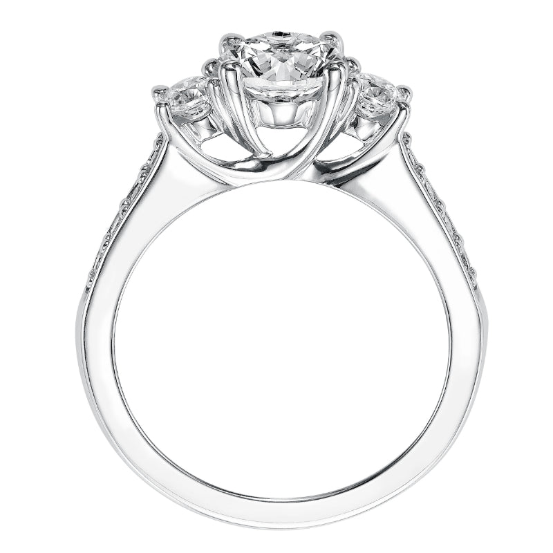 Artcarved Bridal Mounted with CZ Center Classic 3-Stone Engagement Ring Natalia 14K White Gold